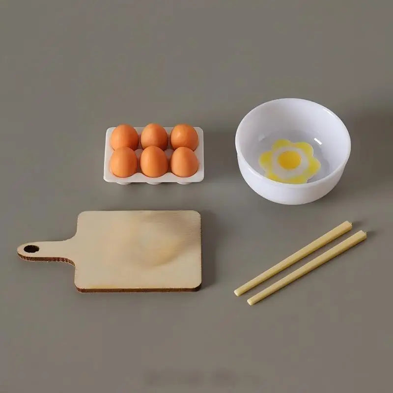 ▶1:12 Dollhouse Mini Egg Frying Pan Kitchenware Model Dollhouse Kitchen Scene Accessories Zpaxo A2 12Pcs