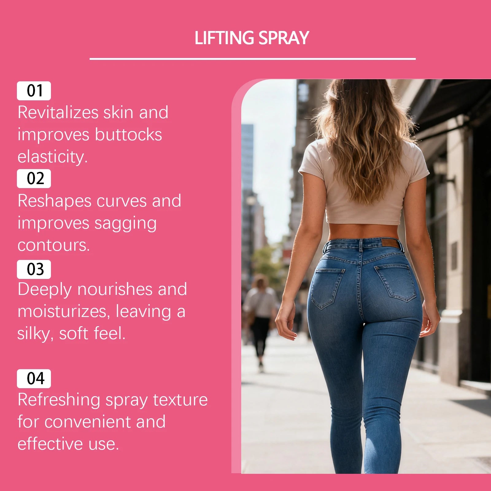 Firming Buttocks Skin Care Spray Enhance Buttock Contours Gently Massage Fuller Smooth, Moisturized Soft Refreshing Skin Care Zpaxo