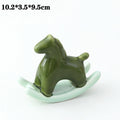 Ceramic Pony Ornament Rocking Horse Tea Ceremony Collectible Tea Table/Office Desk Cute For The Year Of The Horse Zpaxo Green
