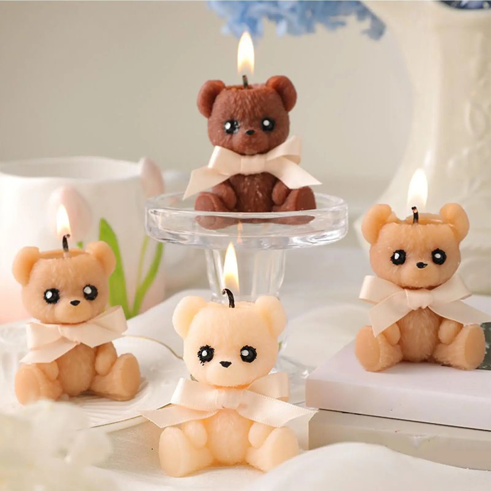 Bear Shaped Candle Scented Aesthetic Cute Decorative Soy Wax Memorial