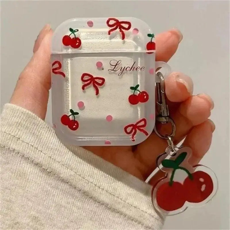 Cute Luxury Crystal Cherry Pendant For Apple AirPods 4 3 2 1 Bluetooth Earphone Cover For Airpods Pro Soft Cover Protective Case Zpaxo