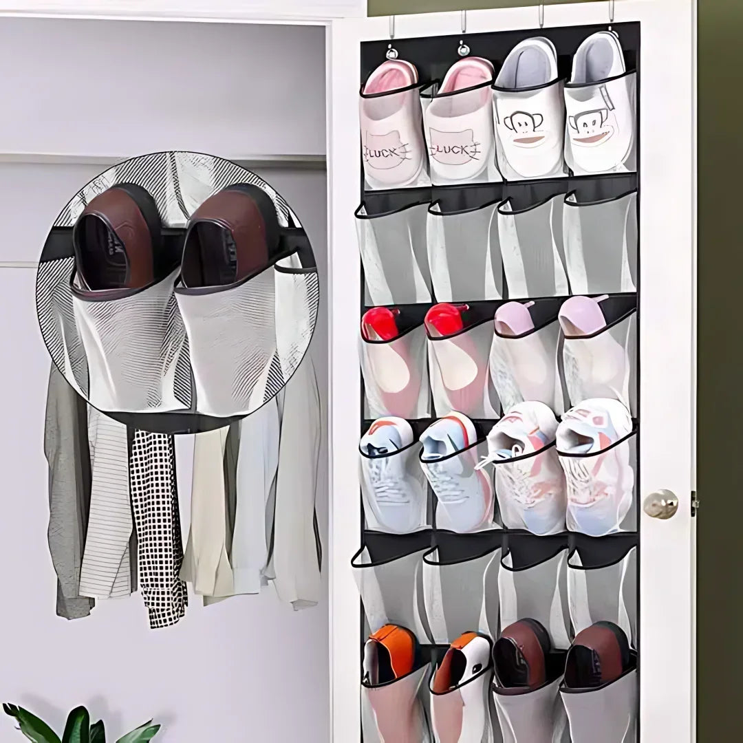 Over The Door Shoe Organizer – 24 Large Mesh Pockets Hanging Rack Hanging Shoe Organizer Zpaxo
