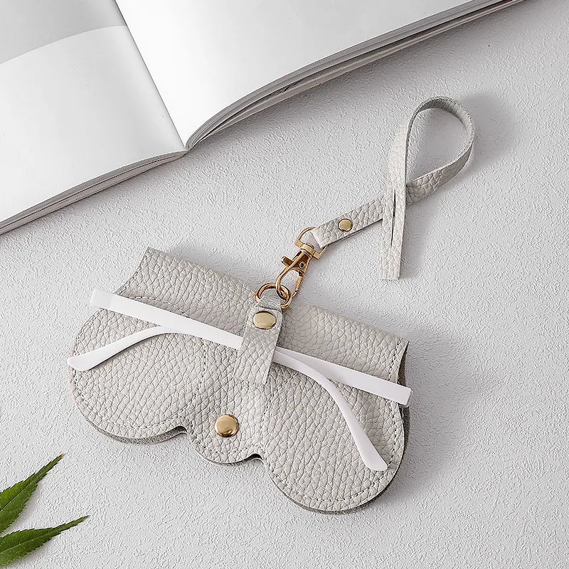 Cute PU Glasses Case Portable Eyewear Bag Snap Closure