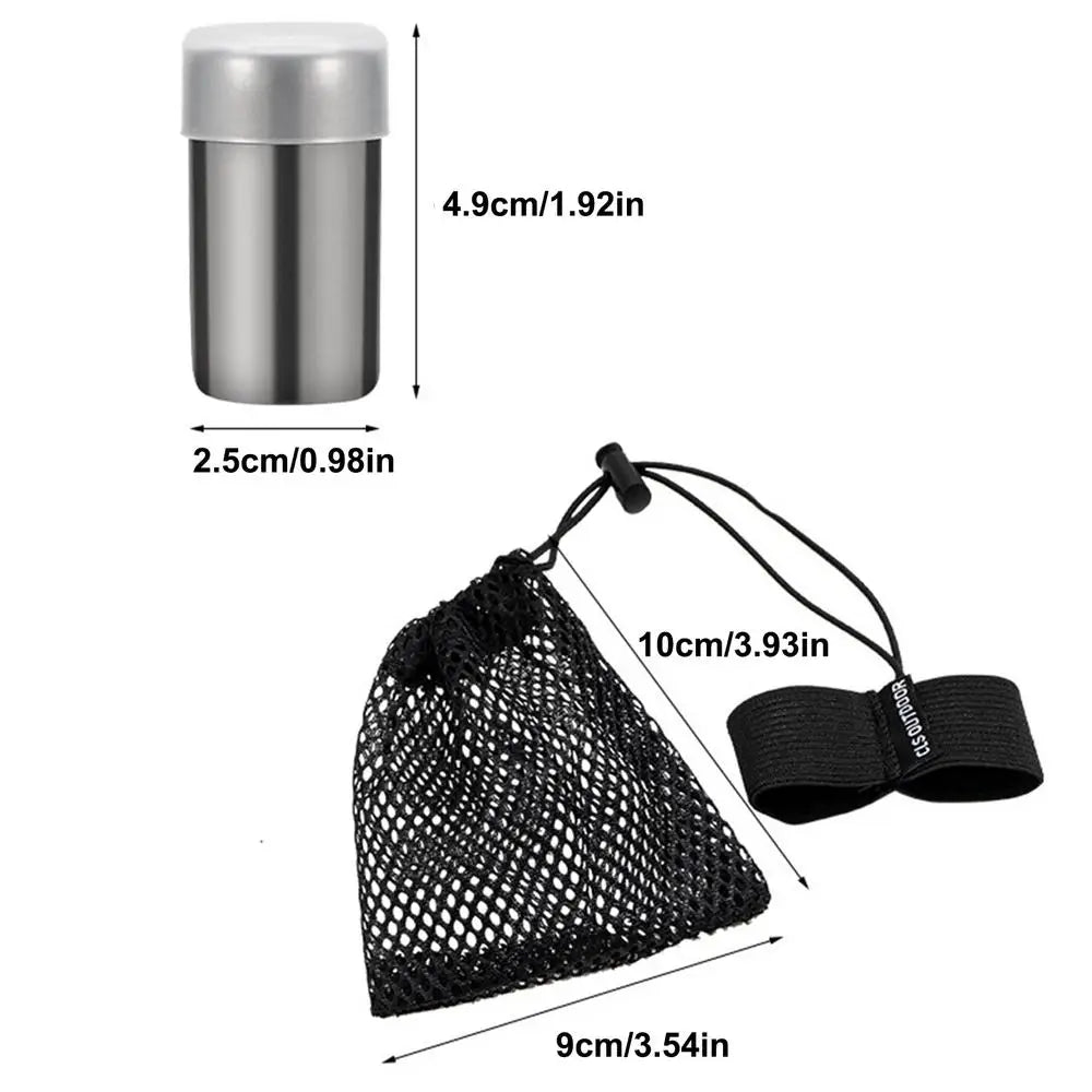 Portable Salt Shaker Small Camping Salt Shaker 2 Pieces Stainless Small Dispenser with Bag for Picnic Mountain Hiking Zpaxo Black