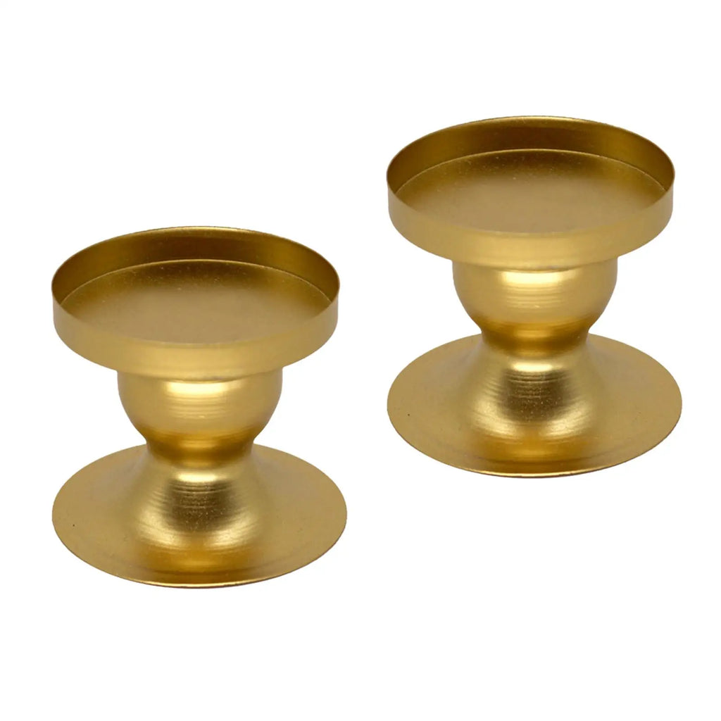 2Pcs Pillar Candle Candlestick Holder Metal Structure 2.4inch Tall Candlelight Holder Table Ornament for Fireplace Decor Zpaxo
