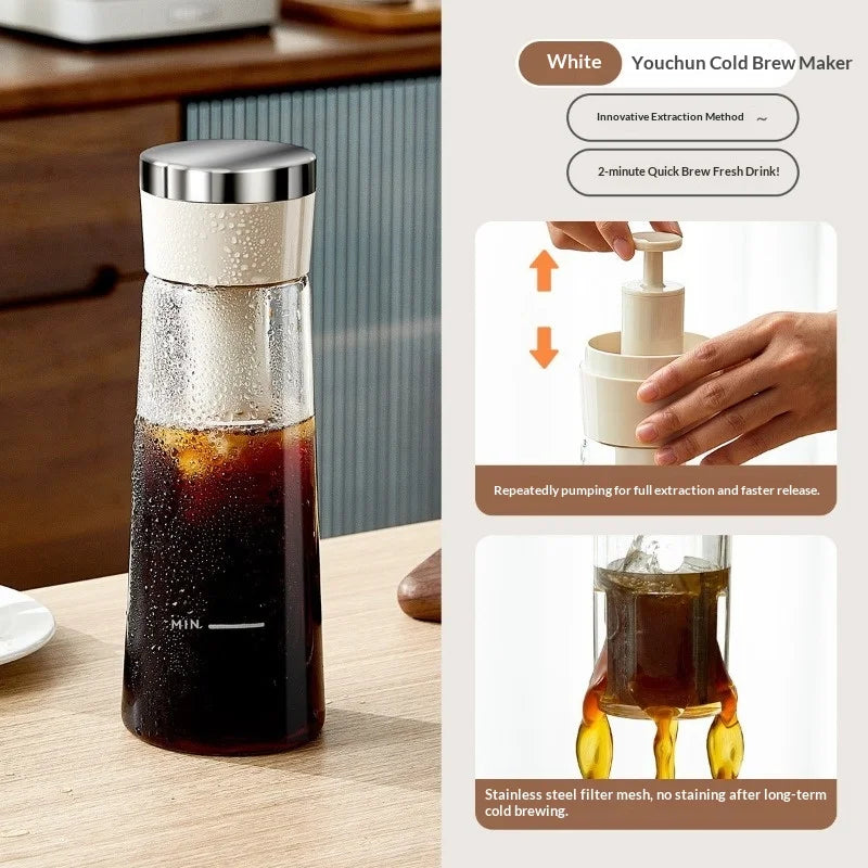 Cold Extraction Pot, High Borosilicate Pressure Coffee Pot, Cold Water Kettle, Cold Tea Pot, Outdoor Portable Water Kettle Zpaxo