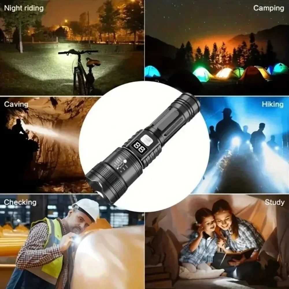 Zoomable LED Flashlight – Type-C Rechargeable Torch | Camping LED Flashlight Zpaxo
