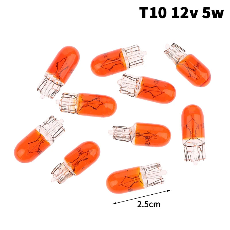 1 2W T5 5W T10 Glass Light Bulb Car Dashboard Instrument Panel Brake Zpaxo 12v Amber Color