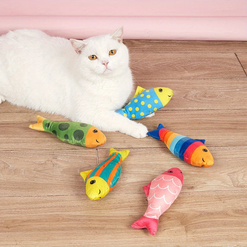 Interactive Catnip Toy Cat Grass Inside Enhance Bond Fish Shape Bite