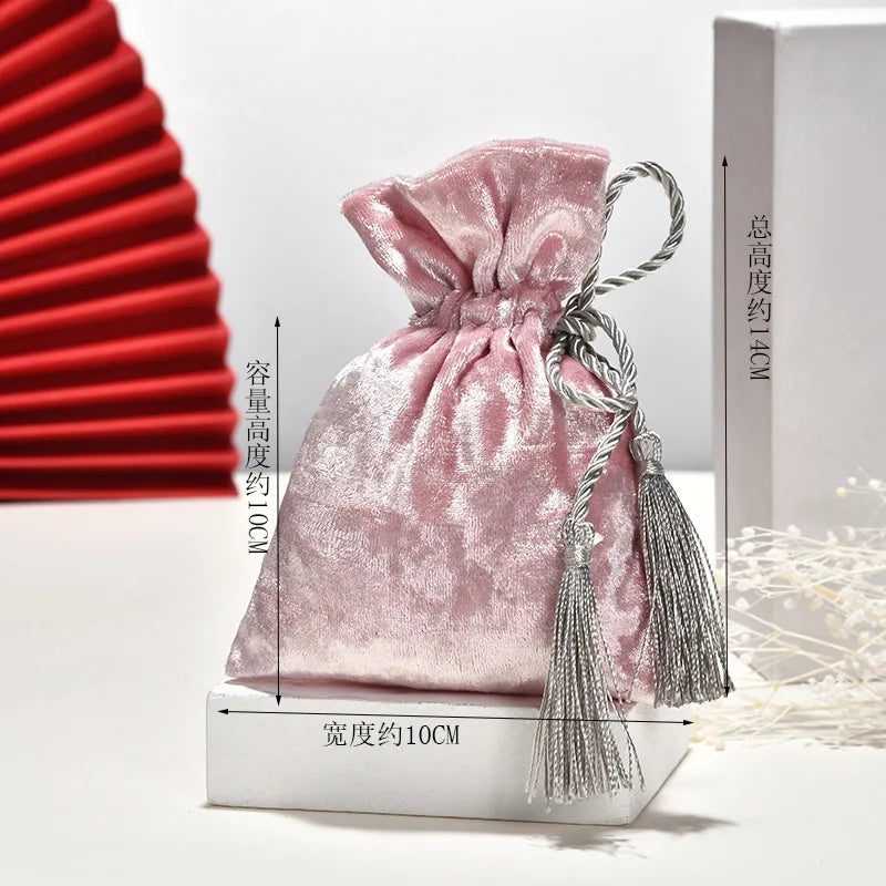 Velvet Drawstring Tassel Gift Bags – Wedding & Party Pouches