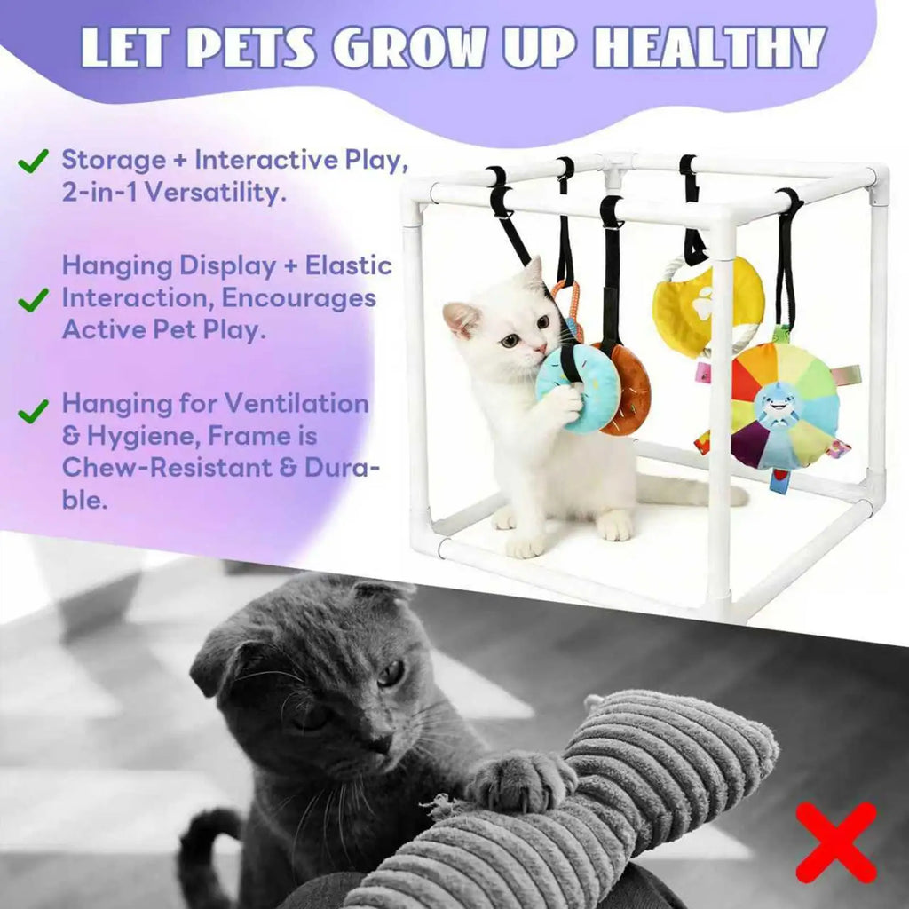 Dog Gym Assembly Frame Training Tool with 5 Toys Dog Playground Equipment for Training Teething Calming Indoor Floor Play Zpaxo