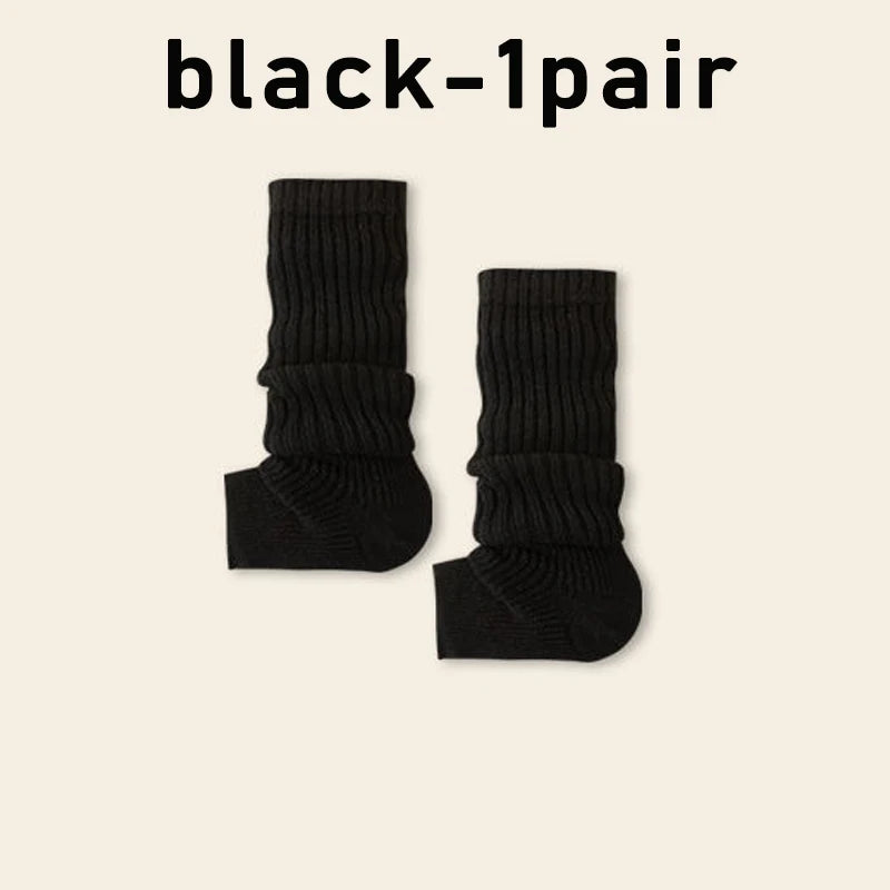 Y2k Winter Leg Warmers Fluffy Knitted Gothic Lolita Knit Long Socks Zpaxo black One Size