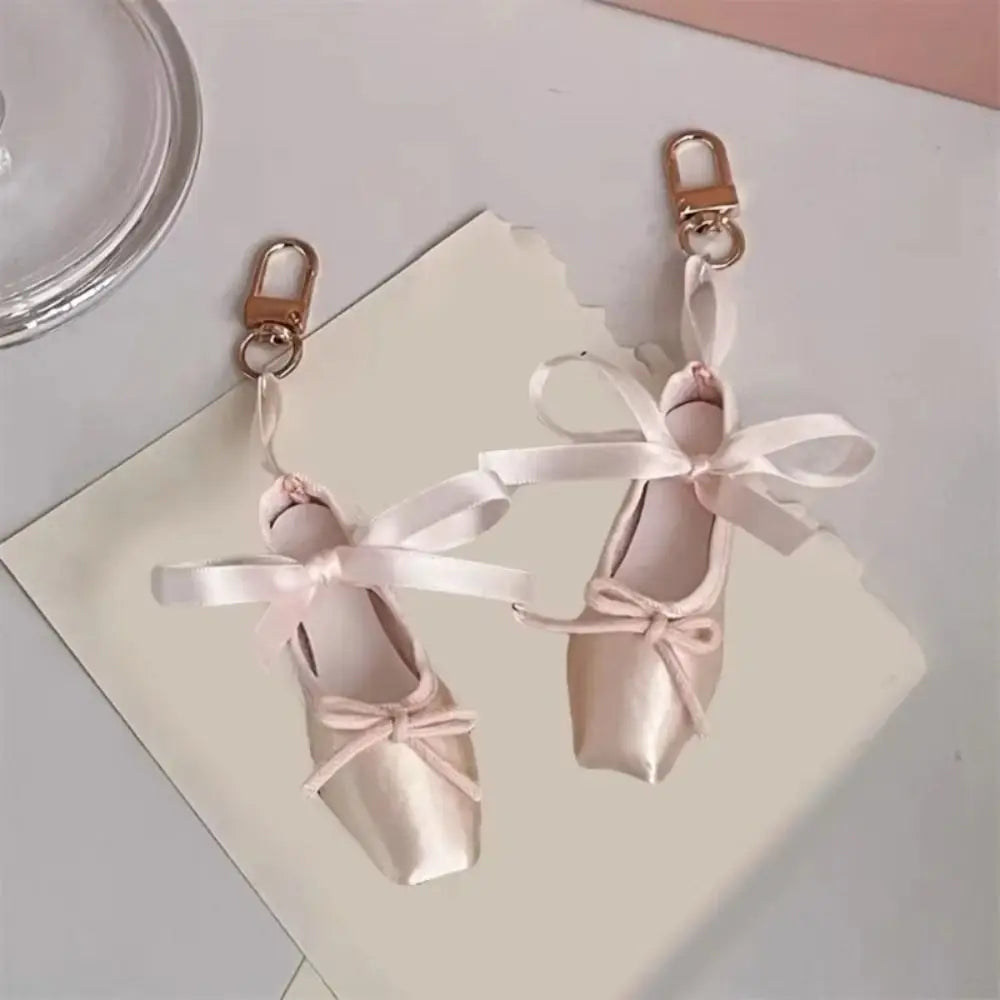 Bag Pendant Ballet Shoes Keychain Pink Handmade Mini Keyring Phone Zpaxo