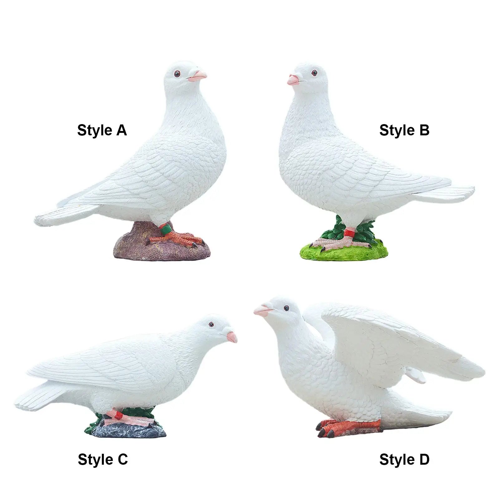 Realistic White Pigeon Figurine | Resin Dove Statue Garden Decor Bird Figurine Statue Zpaxo Style B