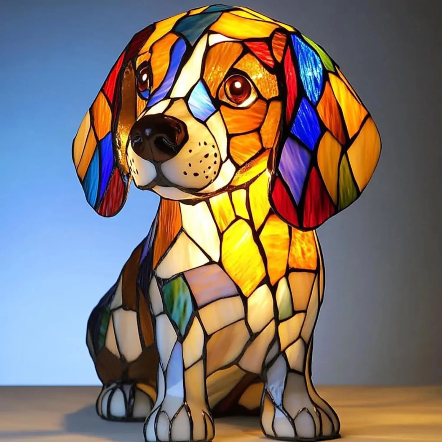 Cute Animal Night Light Table Lamp – Cat & Dog Resin Desk Light