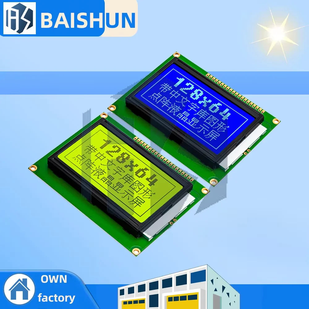 128 64 DOTS LCD Module 5V Blue Screen 12864 Backlight ST7920 Parallel Zpaxo