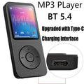 Portable Mini MP3 Player HiFi Music Walkman 5.4 Bluetooth Support Two-Way Transmission FM Radio Voice Recorder eBook Auto Browse Zpaxo Black no card