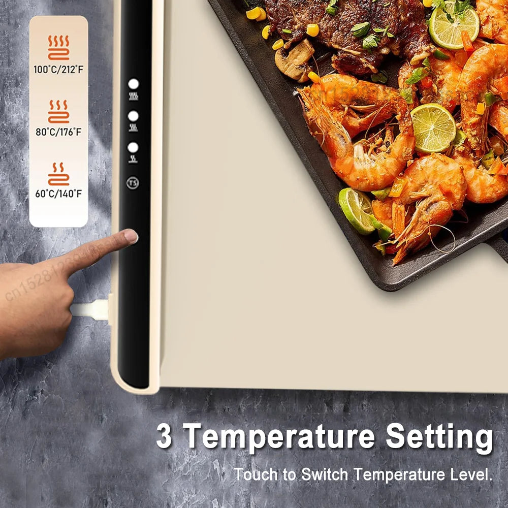 Electric Warming Tray Food Warmer Plate Foldable Portable Smart Fast