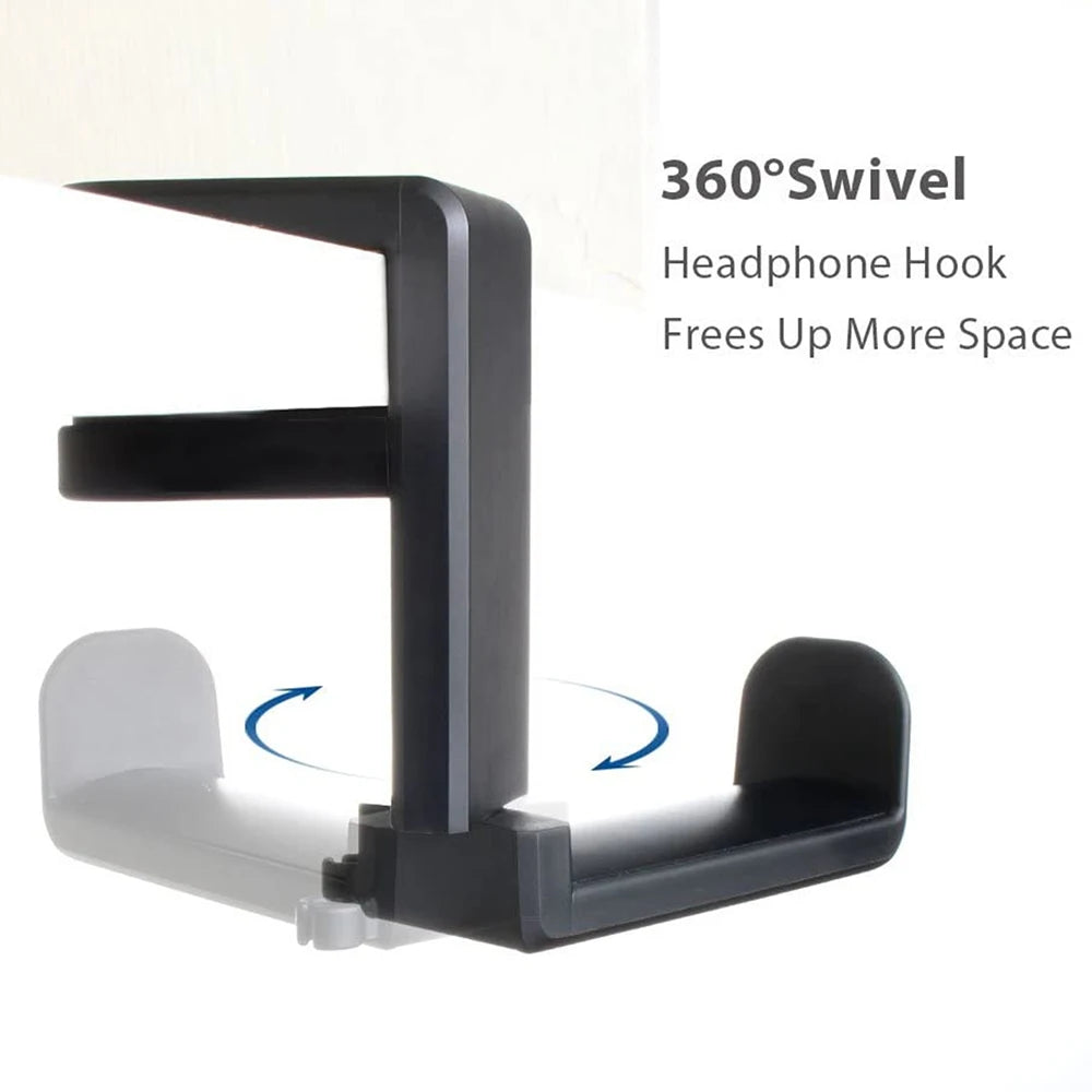 Rotating Headphone Stand PC Gaming Headset Holder Adjustable Clamp-On 360° Rotation Desk Hanger Hook Headphone Storage Zpaxo