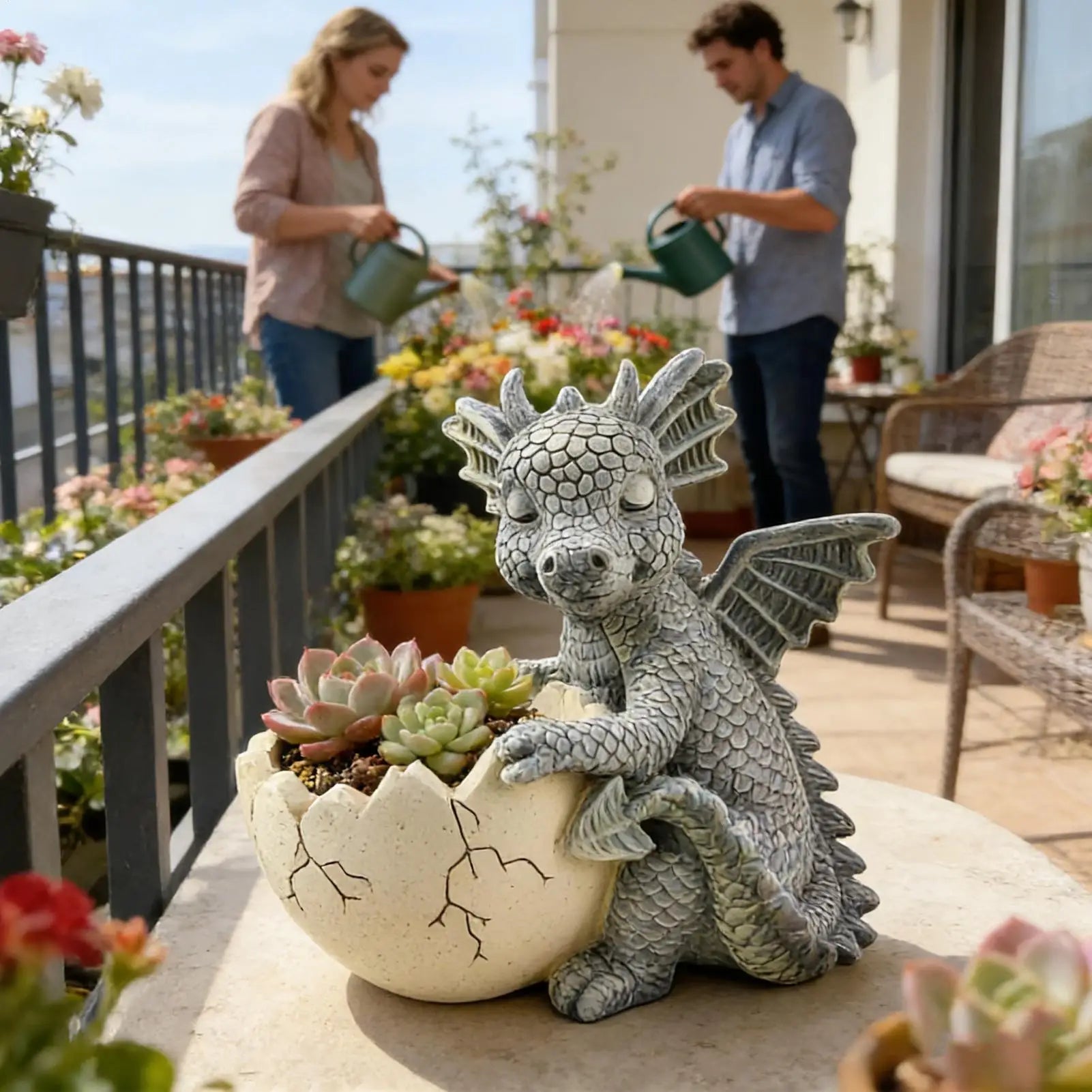 Dragon Planter Eggshell Planter Resin Plant Pots Indoor for Outdoor Window Garden Balcony Desk Nursery Gardening Lovers Zpaxo