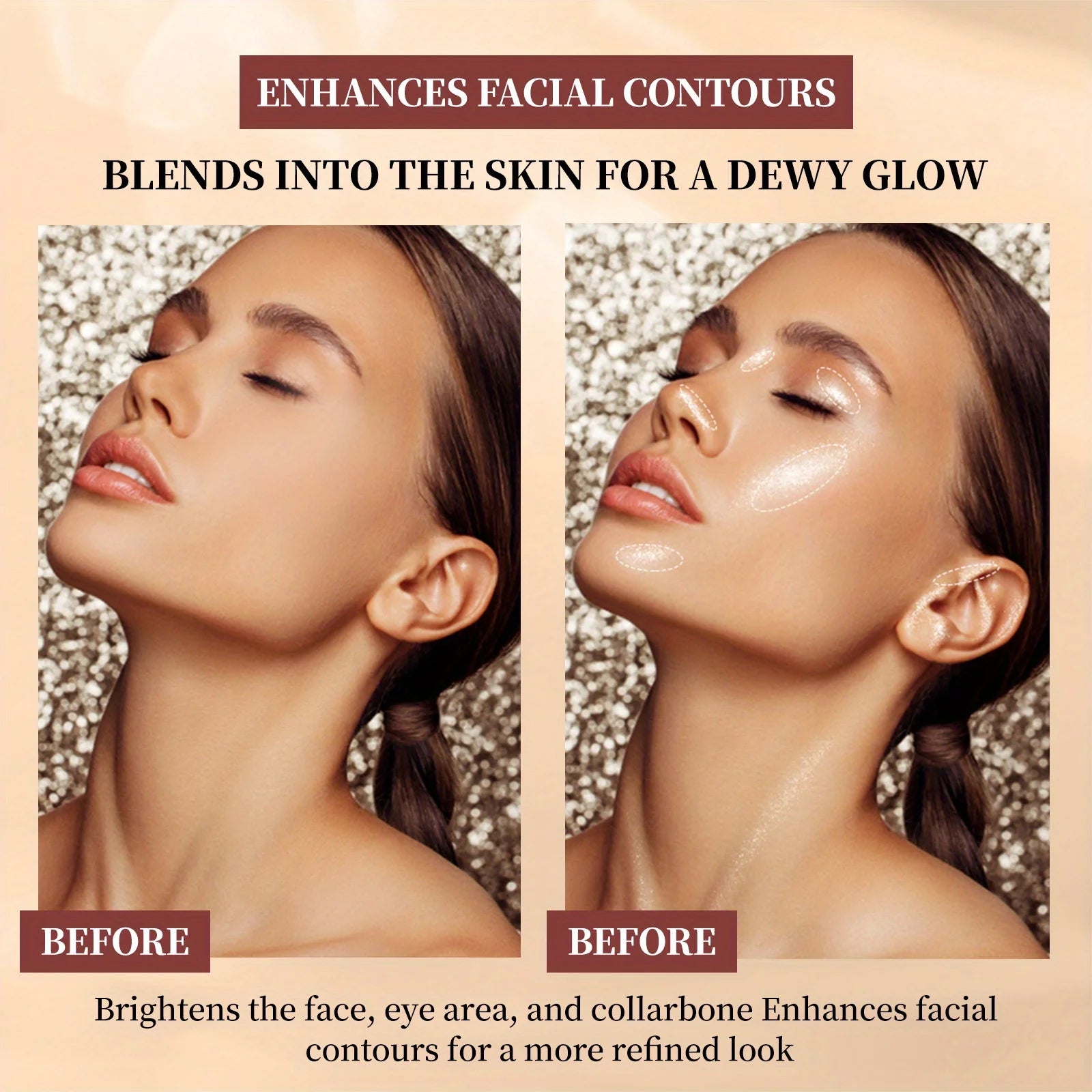 Highlight stick Clear and smart,water-sensitive face brightening and grooming,pearlescent fine flash three-dimensional highlight Zpaxo