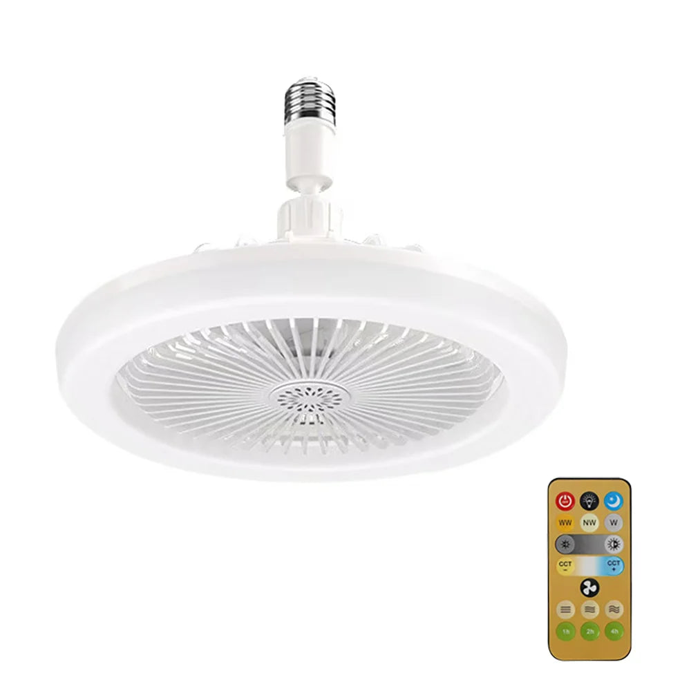 3 in 1 E27 Ceiling Fan Light with Remote Control Rotatable LED Lamp Converter Base for Bedroom Living Room Kitchen Home Decor Zpaxo E27 White