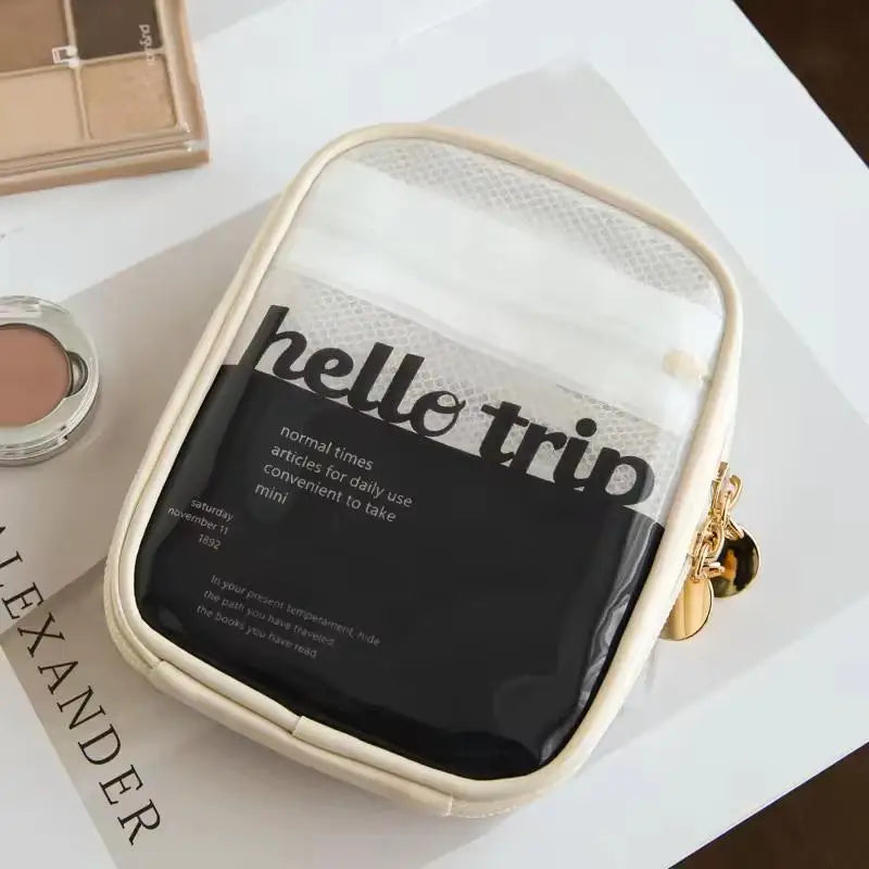 MTransparent Travel Cosmetic Bag Portable Mini Waterproof Lipstick Zpaxo White