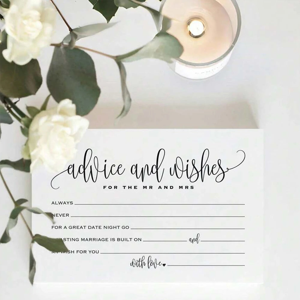 10/25/50/100Pcs Advice and Wishes for the MR and MRS Cards Wedding Advice Cards Wedding Receptions Bridal Showers Zpaxo
