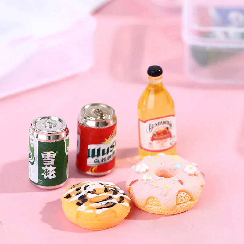 5Pcs1 12 Dollhouse Mini Drink Bottle Food Dessert Plate Pretend Play Zpaxo