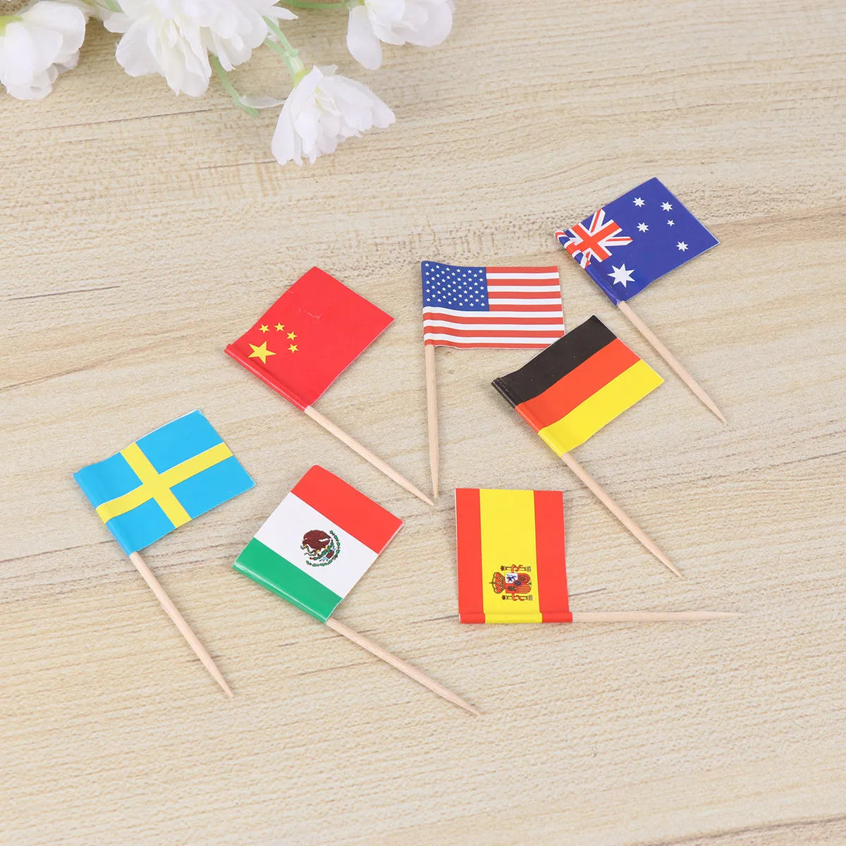 World Flag Fruit Picks National Flags Sticks Dessert Cocktail Toppers