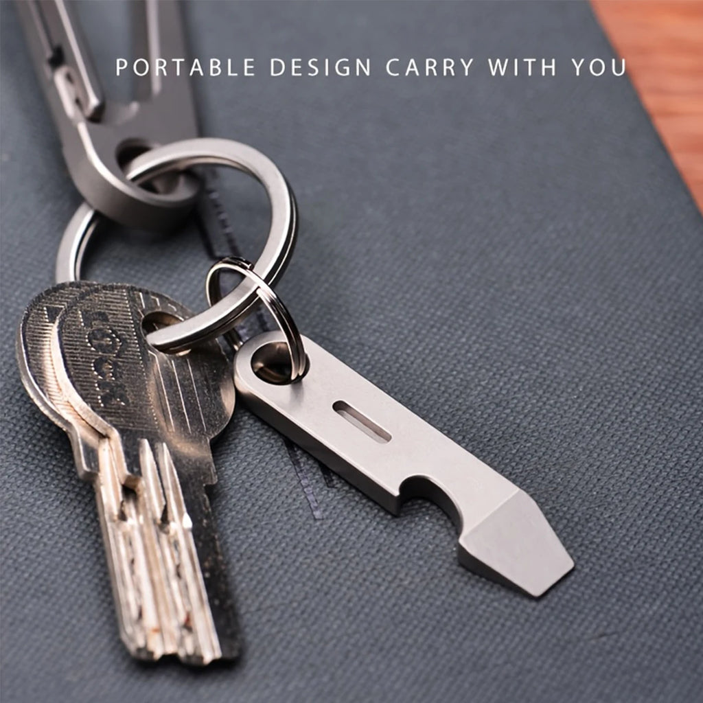 Titanium EDC Keychain Tool – Bottle Opener, Screwdriver & Pry Bar