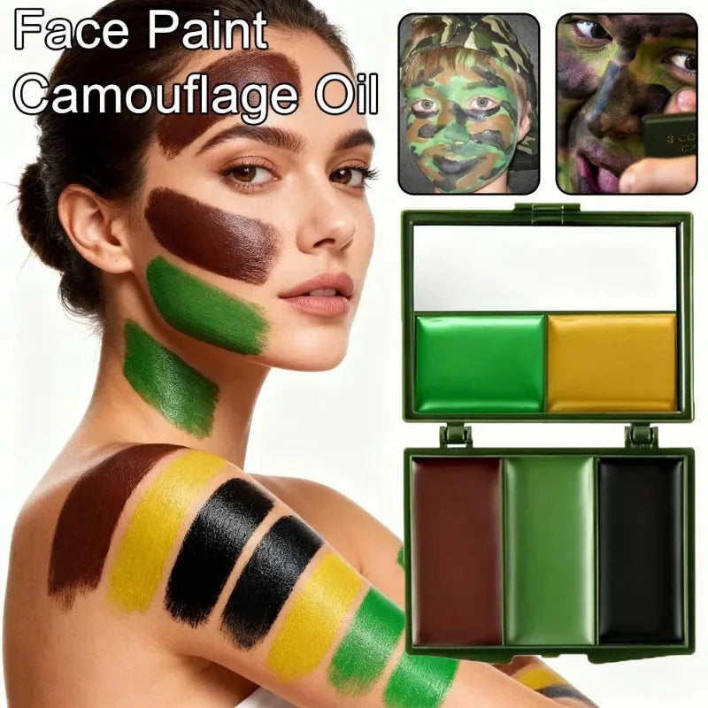 Three-Color Camouflage Face Painting Tactical Outdoor Cs Field Equipment Realistic Camouflage Makeup Oil for Disguise ＆ Blending Zpaxo