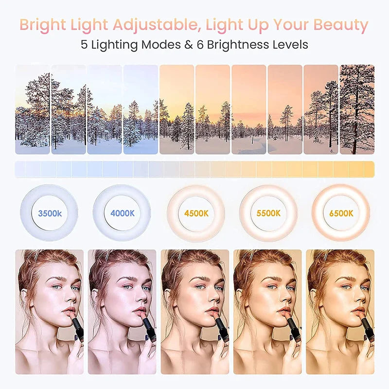 4-Inch Clip-On LED Ring Light – 5 Color Temps, USB Dimmable LED Ring Light Zpaxo