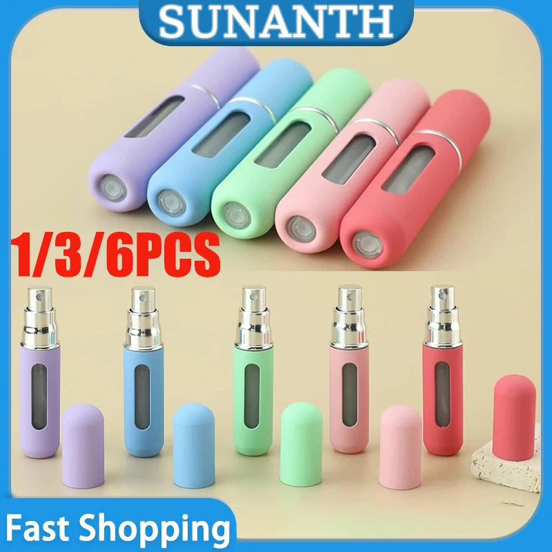 6/3/1PCS Mini Refillable 5ML Perfume Bottle Candy Color Bottom Filling Press Type Portable Travel Cosmetic Liquid Spray Bottle Zpaxo