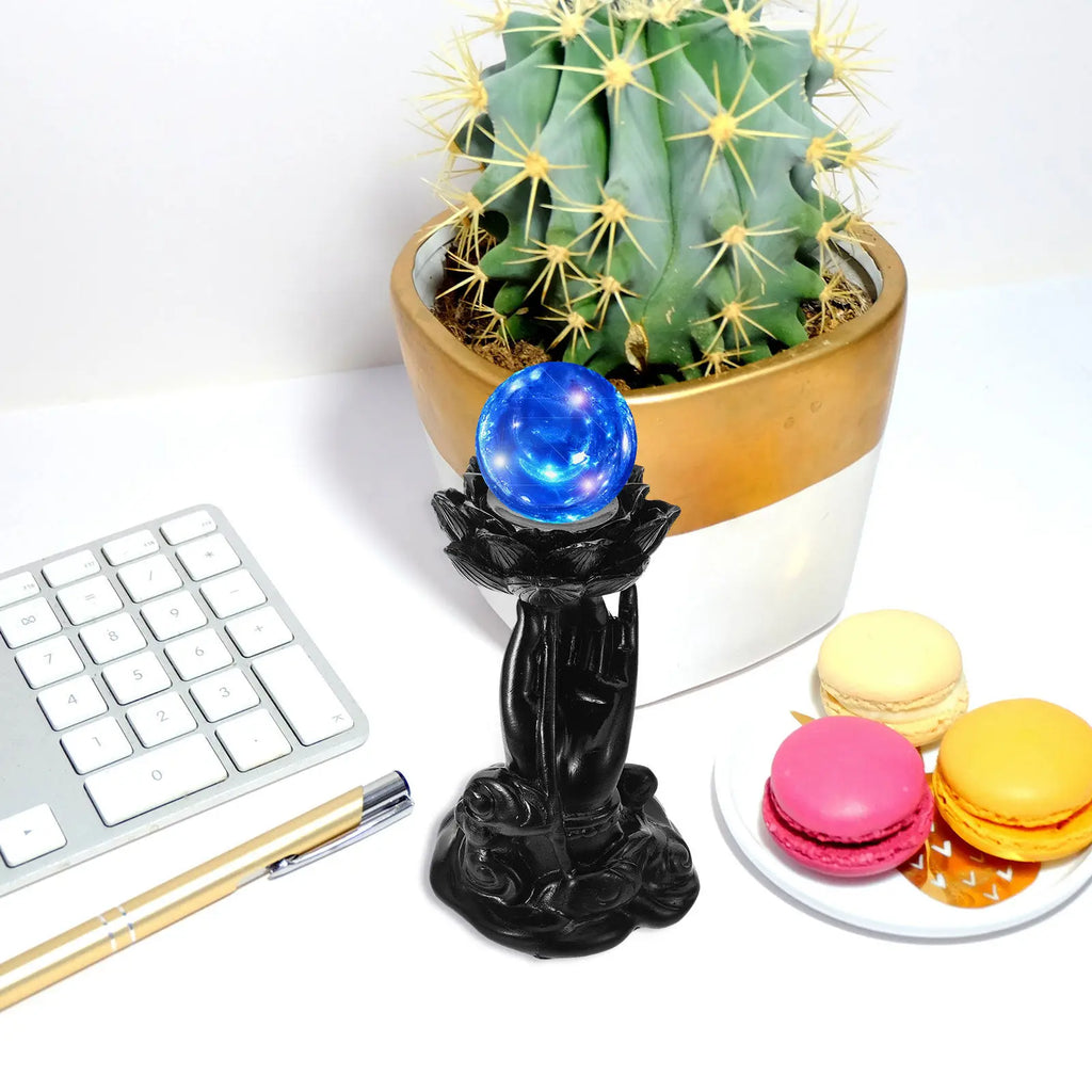 Lotus Buddha Hand Crystal Ball Holder Resin Stand Sphere Support