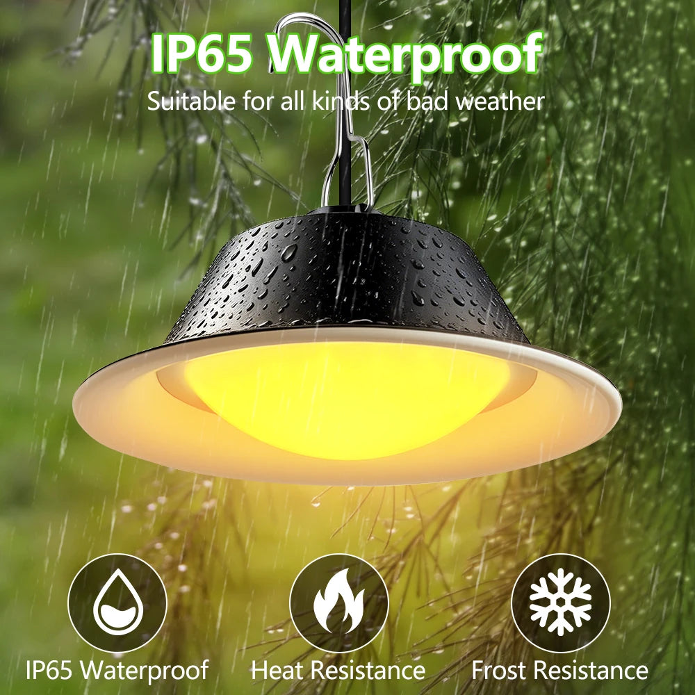 Outdoor 70LED Solar Pendant Light with Remote Dimmable IP65 Waterproof 3600mAh Solar Shed Light for Gazebo Patio Garden Garag Zpaxo