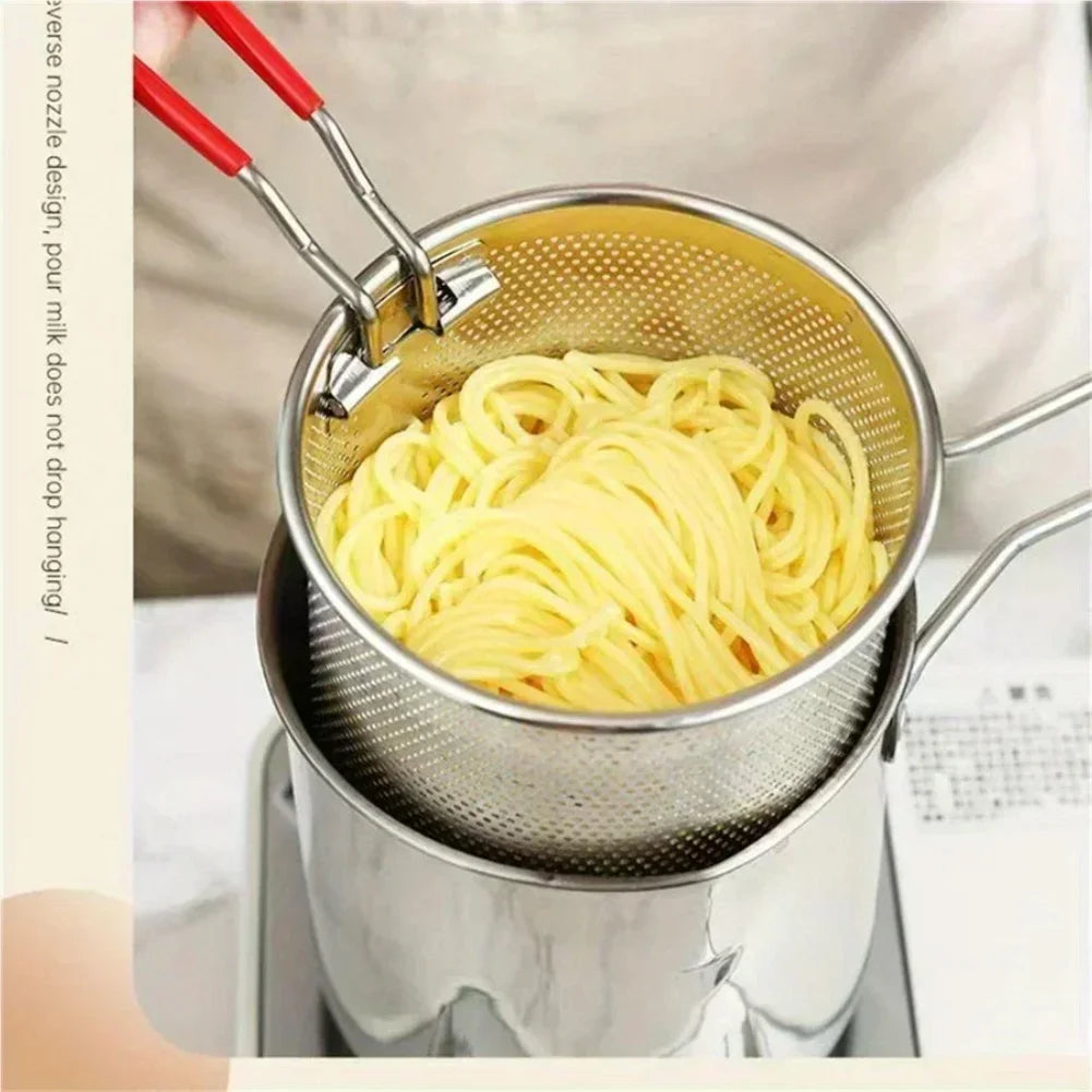 stainless steel fryer with French fries and chicken wings, household small oil pot with filter screen, Tianfu Luo pot Zpaxo