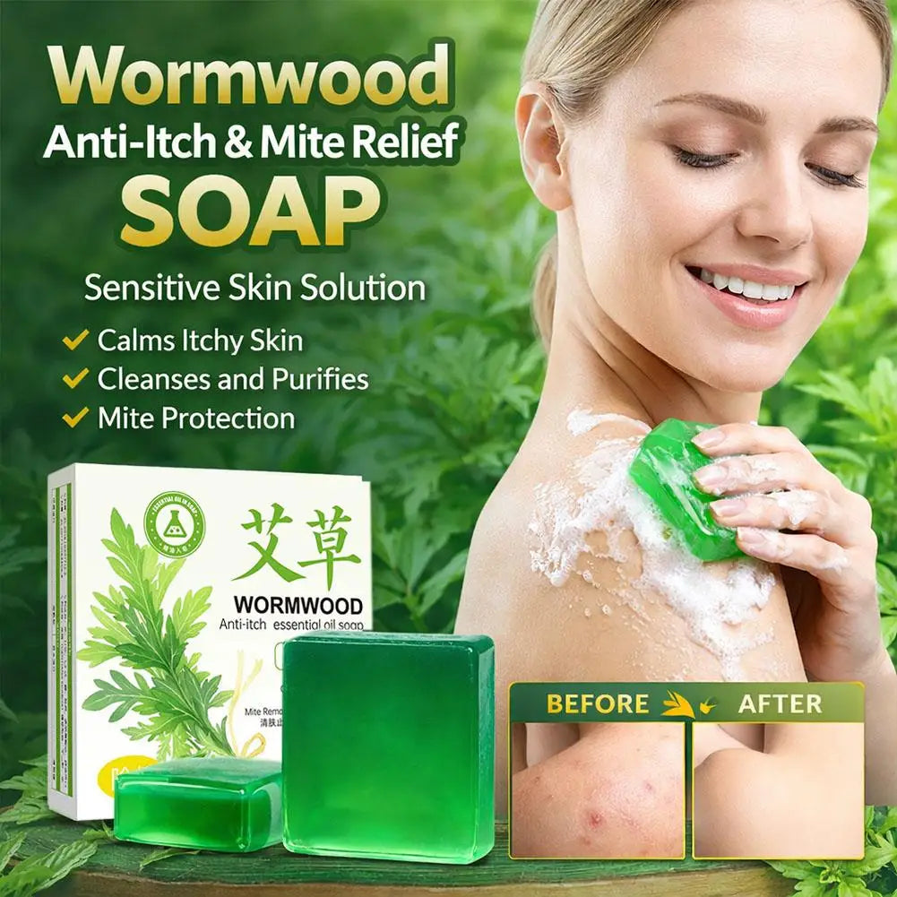 Wormwood herb essential oil soap, natural organic wormwood extract essence, facial cleansing soap, brighten skin color, nourish Zpaxo