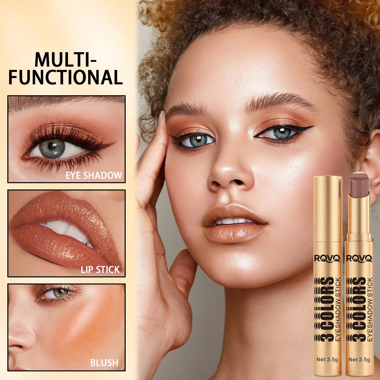 3-Color Eye Shadow Stick Waterproof Durable Easy Apply Natural Makeup