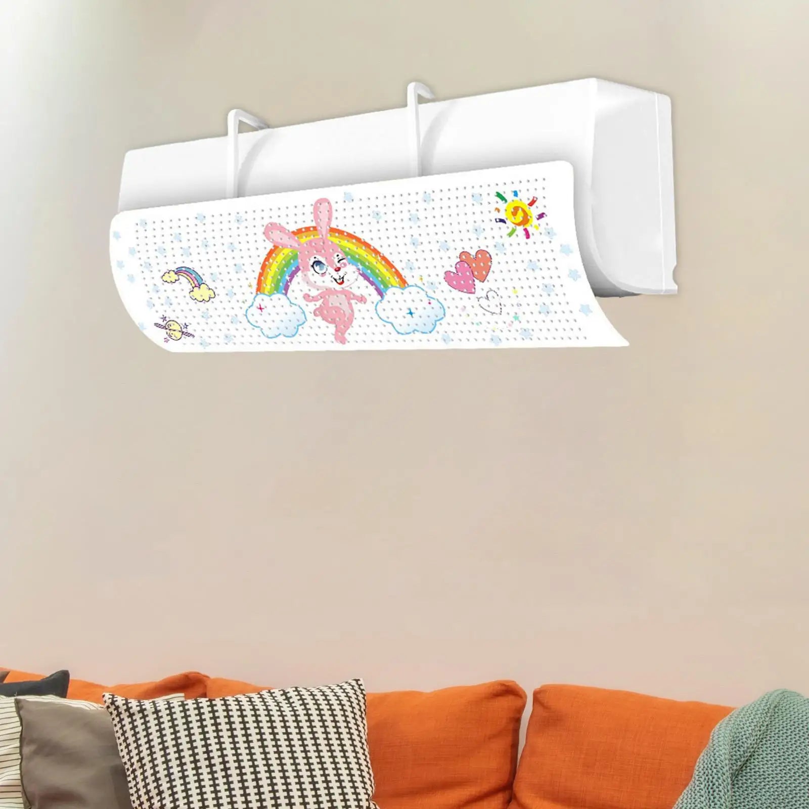 Air Conditioner Deflector Universal Angle Adjustable Easy Installation for Wall Mounted Air Conditioner Air Deflector Office Zpaxo Rainbow Rabbit