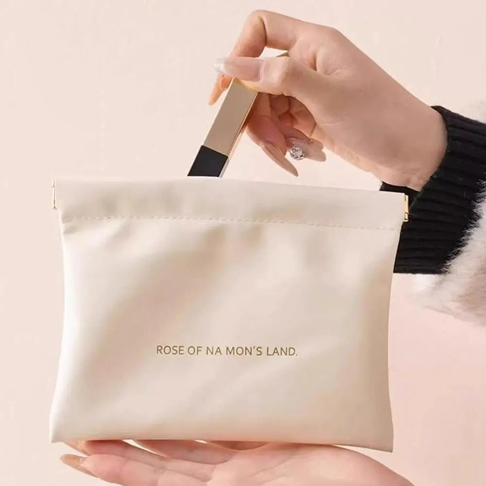 Automatic Closed Purse Bag PU Leather Cosmetic Purse Mini Earphone Charging Cable Storage Bag Organizer Pouch Travel Makeup Zpaxo