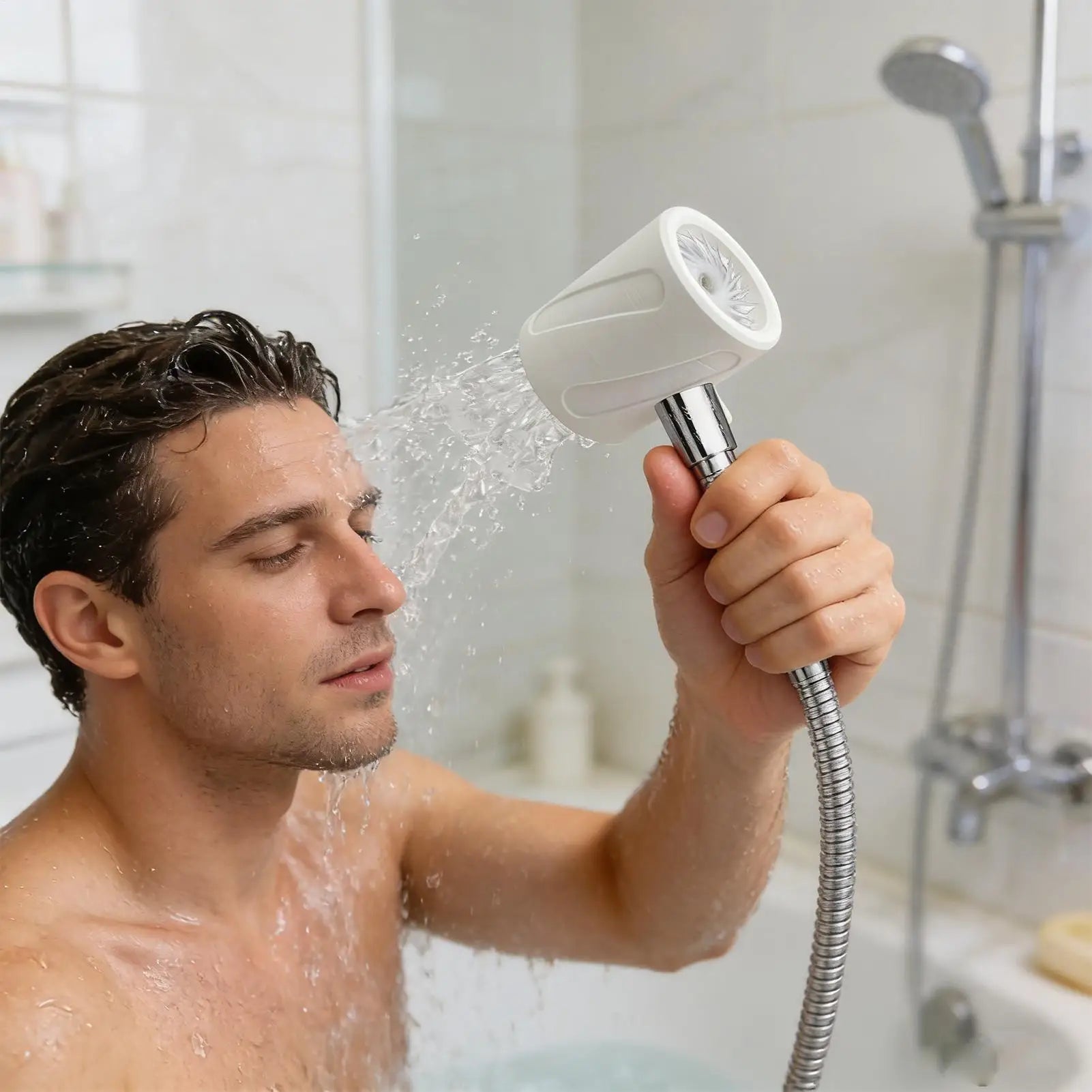 3D Printed Men Handheld Shower Head High Pressure Spiral Nozzle Flushing Massage Circular Shower Head Shower Accessories 1PC Zpaxo