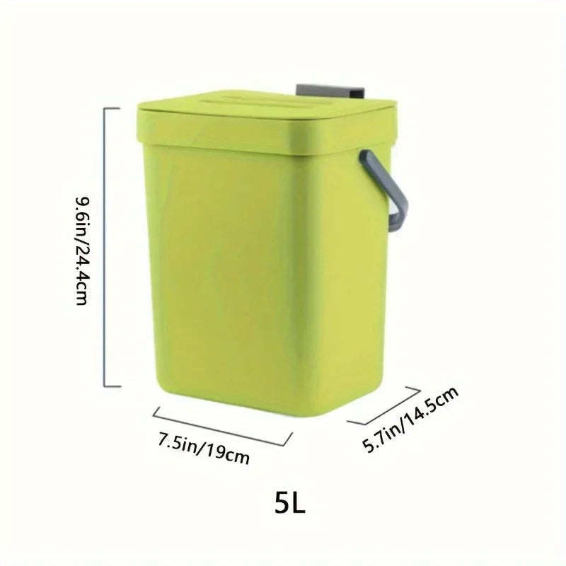 Kitchen Waste Bin Small Compost Household Countertop Container Lid Zpaxo green 5L