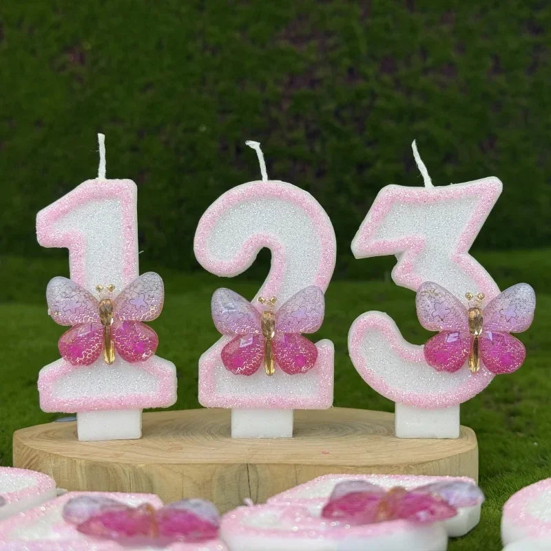 Pink Butterfly Number Candles 1–9 | Birthday Cake Topper Birthday Cake Candles Zpaxo