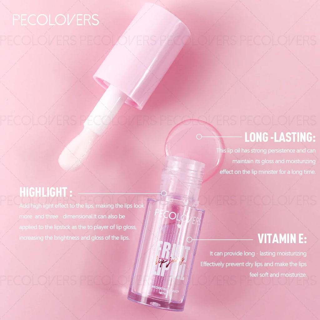 1PC Lip Oil with Big Brush Head Moisturizing Relieves Dry Lip Gloss Strawberry Peach Liquid Lipstick Lip Hydrating Lip Care Zpaxo