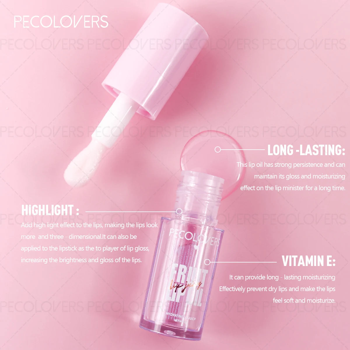 1PC Lip Oil with Big Brush Head Moisturizing Relieves Dry Lip Gloss Strawberry Peach Liquid Lipstick Lip Hydrating Lip Care Zpaxo