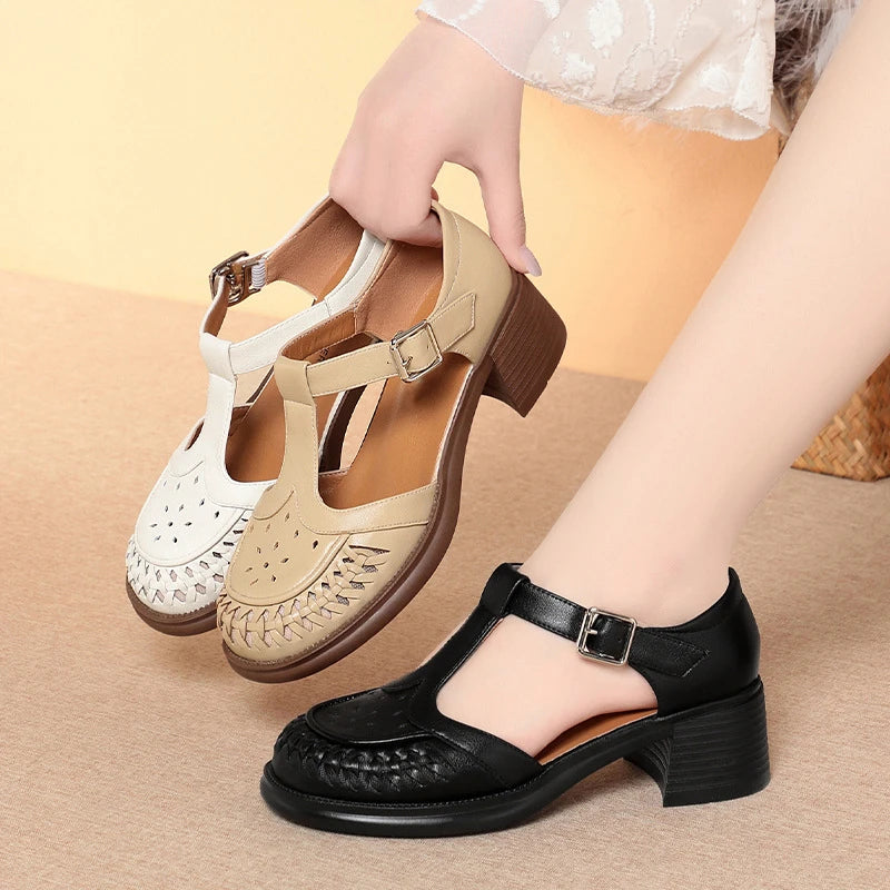 Roman Sandals Summer Shoes Women Bag-toe Hollow Single Woven Pig Cage Zpaxo