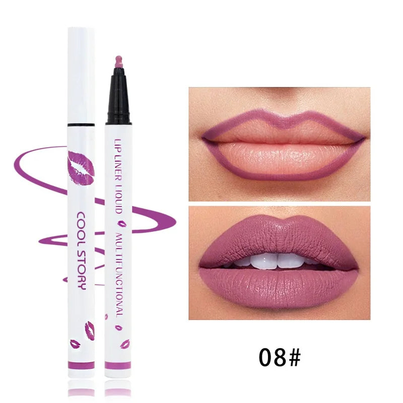 Liquid Lipliner Pencil Long Lasting Lips Cosmetic Tool Matte Soft Lip Zpaxo 08