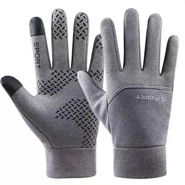Outdoor Winter Warm Sports Runing Gloves Screen Touch Non-Slip Cycing Skiing Windproof Waterproof Full Finger Gloves Unisex Zpaxo ST007-Gray M