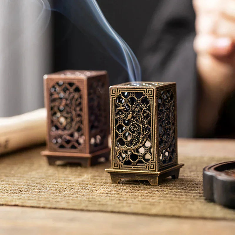 Alloy Censer Incense Holder Square Vertical Burner Indoor Zpaxo